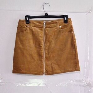 A Love Tree Mini Skirt Corduroy Zip Front Stretchy Academia 60's Vibe Hippie M